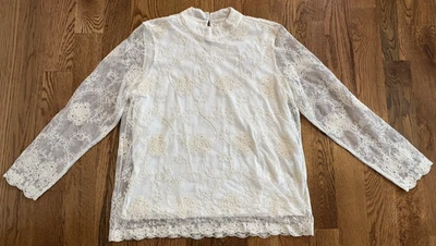 Nuevo con etiquetas Top Chicos Crudo Bordado Encaje Manga Larga Boho Coqueta Hada Talla 1 (8/10) Foto 1 de 4