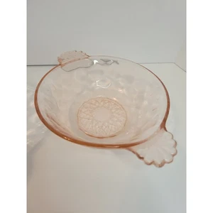 Ciotole Vintage Rosa Depressione Vetro Impronta Pollice Gelato Snack Da Collezione RARO - Foto 1 di 10