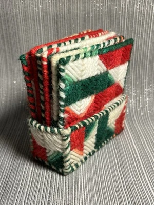 6 posavasos y soporte vintage de ganchillo de Navidad hechos a mano Foto 1 de 4