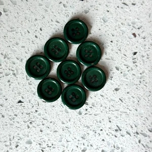 Y2K Vintage Buttons Lot Dark Green 8 Pcs Round 4 Hole DIY Art Crafting Sewing - Picture 1 of 5