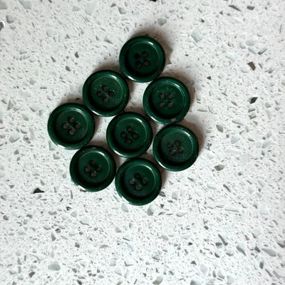 Y2K Vintage Buttons Lot Dark Green 8 Pcs Round 4 Hole DIY Art Crafting Sewing - Image 1 of 4