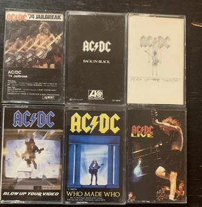 AC/DC 6 Cassette Tape Lot. Who Made Who, Back In Black, Live, Flick Of The Switc - Picture 1 of 8