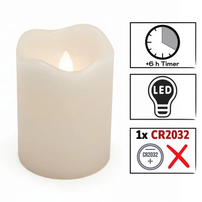 LED-Kerze 4er-Set mit Timer Kerzenlicht Echtwachskerze Creme Ø 5 x 7 cm - Bild 1 von 4