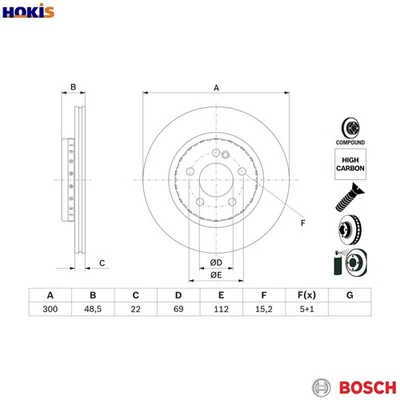 2x BRAKE DISC 0 986 479 H50 FOR MERCEDES-BENZ C-CLASS/T-Model/Convertible CLS - Image 1 of 4