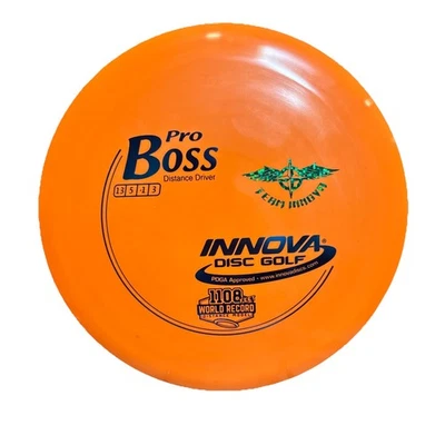 Team Stamp Innova Pro Boss Distance Driver Golf Disc - Orange 175g - Image 1 of 3