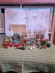 Dolls House 1/12th Cottage Garden Lot Of Plants And Accessories - Picture 1 of 24