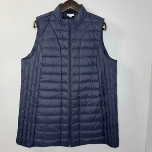 J Jill Zip Front Down Puffer Vest Blue Lightweight Mature 2X Blue - Picture 1 of 7