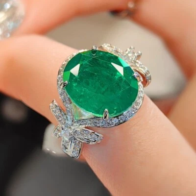 Elegant Jewelry Gift Oval Neon Green Citrine Gems Silver Women Ring Adjustable - Image 1 of 4