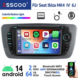 Android 14 2+64GB Carplay Autoradio Für Seat Ibiza IV 6J 2009-2013 GPS NAVI WIFI - Bild 1 von 14