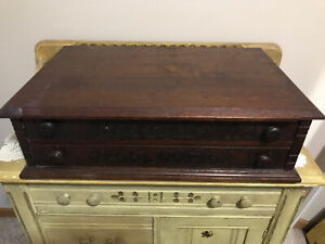 Antique Willimantic Thread/ Spool Store Counter  2 Drawer Display Cabinet Rare.