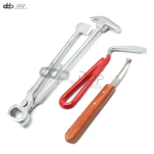 3 in 1_ FARRIER 12" Horse Hoof Nippers/Hammer/Buffer+Pick+Doble Edge Hoof Knife - Picture 1 of 3