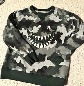 Hurley Boys Sweatshirt Size M Green  Camo Pullover Long Sleeve Preowned - Picture 1 of 6