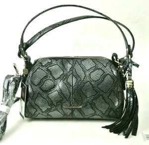 Carlos Falchi Pewter/Black Hand Bag NWT Medium size Shoulder Bag 227 - Picture 1 of 5