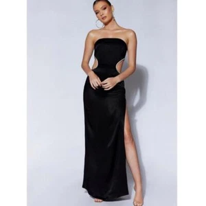 Maxi abito Meshki LAWRY Diamante cut out nero nuovo con etichetta taglia media - Foto 1 di 15