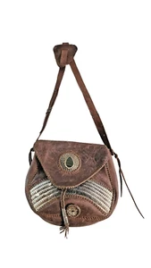 Vintage Genuine Leather Armadillo Crossbody Bag Handcrafted Tribal Style Bag - Picture 1 of 14