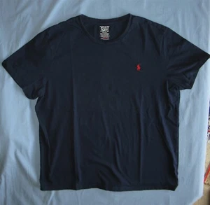 Polo Ralph Lauren Azul Marino Sólido Camiseta Algodón Poni Manga Corta Para Hombre XXL USADO EN EXCELENTE ESTADO - Imagen 1 de 6