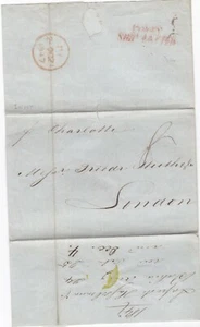 1847 BAHIA BRAZIL WRAPPER RED UNFR. COWES SHIP LETTER PMK TO FREDr HUTH LONDON - Picture 1 of 1