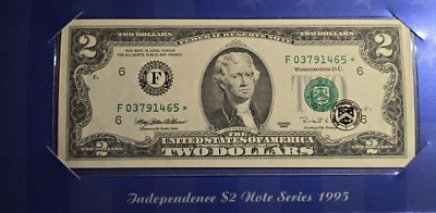 1995 $2 Star Federal Reserve Note Bureau of Engraving and Printing - Image 1 of 4