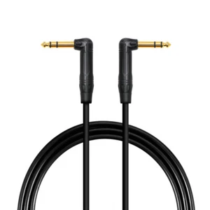 6.35mm 1/4 In TRS Male Right Angle to Male Right Angle Stereo Balanced Cable B21 - Picture 1 of 6