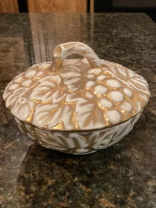RAR Vintage Metlox Poppytrail Vernon Traube Antik Weißgold Deckel Schale Schale - Bild 1 von 10