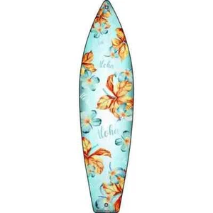 Aloha With Hibiscus Flowers  2"x8" Surfboard Magnet Fridge Refrigerator Kitchen - Picture 1 of 1