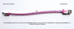 SHORT 8" Flat braided MICRO B USB DATA Charger Cable for galaxy s6+ edge s7 note - Picture 1 of 19