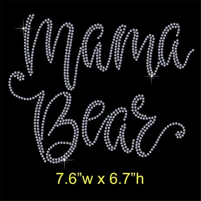 Mama Bear Rhinestone Diamante Hotfix Iron on Transfer Motif + a Free Gift - Image 1 of 4