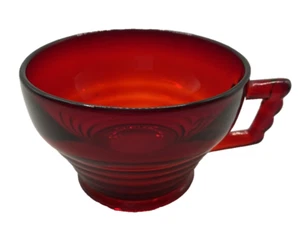 Vintage Paden City Glass, Penny Line Ruby, Ringed Glass Cup - Picture 1 of 6