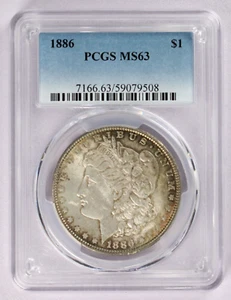 1886 PCGS 1 $ Morgan Silber Dollar MS63 - Bild 1 von 3