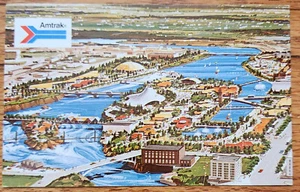 Amtrak Expo '74 Spokane Washington Postkarte PC 1974 Eisenbahn unbenutzt Luftbild - Bild 1 von 1