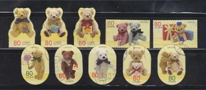 JAPAN 2012 AUTUMN GREETING TEDDY BEAR 80 YEN COMP. SET OF 10 STAMPS IN FINE USED - Picture 1 of 4