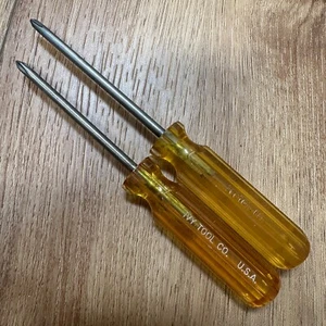 Vintage Ivy Tool Co USA Phillips Screwdriver #1 - Set of 2 Yellow Handle - Picture 1 of 6