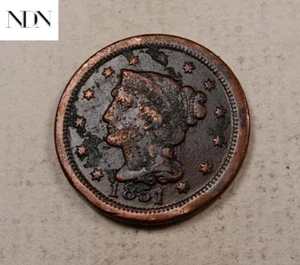 Centavo grande de cabello trenzado 1851 - #LC817 - Imagen 1 de 3