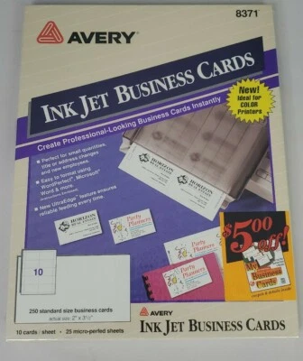 Avery Business Cards for Inkjet Printers Matte White 8371 Brand New - Sealed - Image 1 of 2