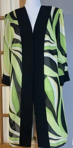 90s Dana Kay Dress Overlay Jacket 18W Open Front Sheer Green Formal Evening Wear - Picture 1 of 12