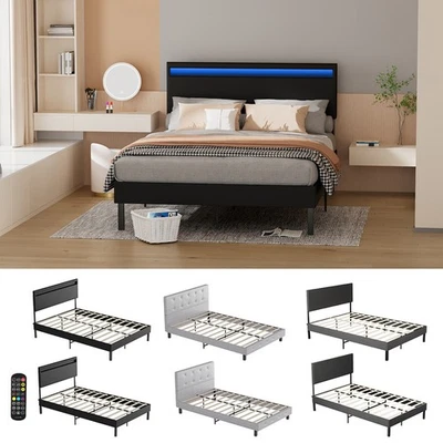 Bettgestell 120x200CM/140x200CM Bettrahmen Metall Topper Lattenrost Designbett - Bild 1 von 4