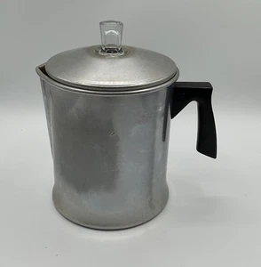 Vintage 9 Tassen Aluminium Herdplatte/Camping Kaffee Perkolator (Glasknopf) - Bild 1 von 5