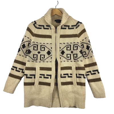 Pendleton Westerly Men's Medium "The Dude" Tan Shawl Neck Lambs Wool Cardigan - Image 1 of 4