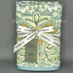 Juego de 2 TOALLAS DE MANO William Morris & Co Terciopelo ~ Ladrón Fresa ~ Verde - Imagen 1 de 4