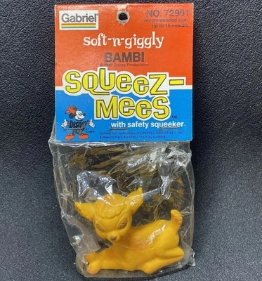 Винтажная игрушка Gabriel 1975 Disney Bambi Squeez-Mees Soft-n-Giggly новая из старых запасов запечатанная - Изображение 1 из 4