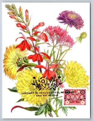 #5661 Love Pink Background FDC Maxi Card - Image 1 of 2