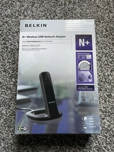 Belkin F5D8055 Wireless N+300Mbps USB Adapter (Black) NIP - Afbeelding 1 van 3