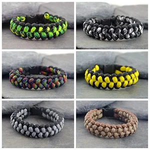 Stitched Cobra Weave Paracord Survival Bracelet Friendship Bracelet UK - Picture 1 of 9