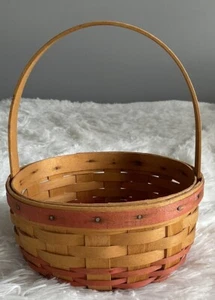 Longaberger Vintage 1994 Small Easter Basket Red Trim Handle 7” x 6.5” x 8” - Picture 1 of 9