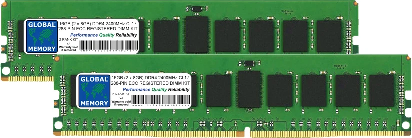 16GB (2x8GB) DDR4 2400MHz PC4-19200 288-PIN ECC REGISTERED RDIMM SERVER RAM KIT - Image 1 of 1