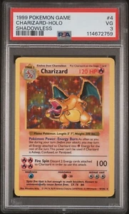 Pokemon Charizard Set Base Senza Ombre Holo - 4/102 PSA 3 FRONTE PULITO - Foto 1 di 2