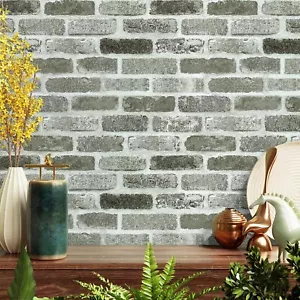 Grey Brick Wallpaper Peel and Stick Brick Contact Paper 17.7Inch X 1181Inch - Picture 1 of 9