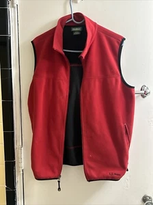 Vtg 80's / 90's L.L Bean Men's Red Black Zip Up Fleece Vest Medium FREE SHIP - Picture 1 of 17