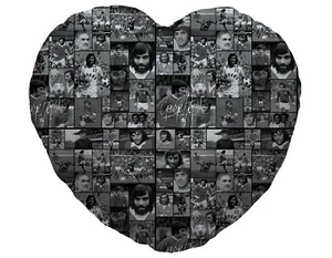 Black & White George Best Fan Montage Design Heart Shaped Cushion Valentines Day - Picture 1 of 2