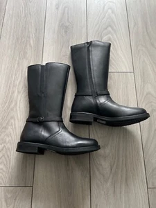 SIZE 6/39 LOVELY BLACK RIDING BOOTS, ZIP UP, LEATHER UPPER, BUCKLE DETAIL, BNIB - Picture 1 of 10